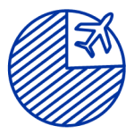 Icon of pie chart with plane